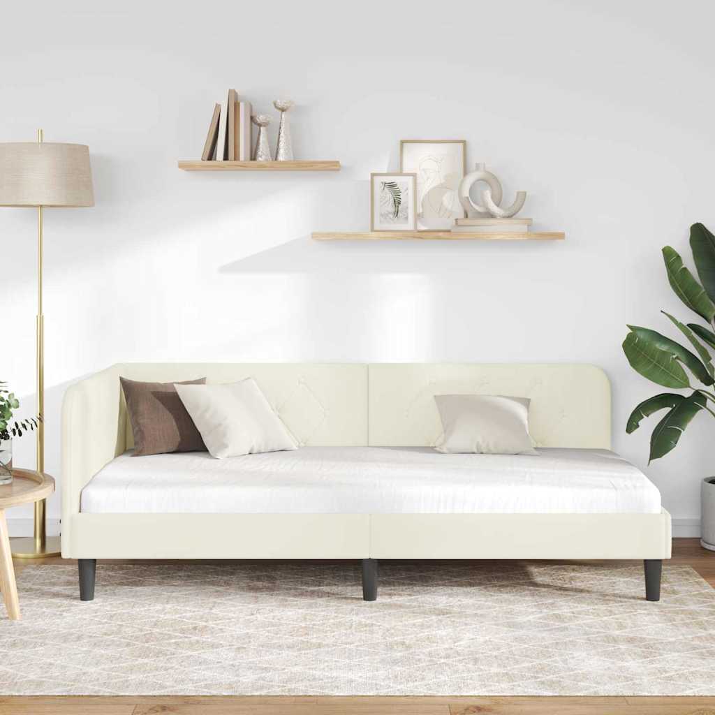 Eckbettgestell Creme 90 x 200 cm Samt