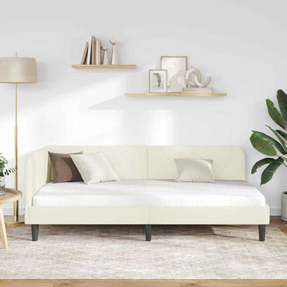 Eckbettgestell Creme 90 x 200 cm Samt