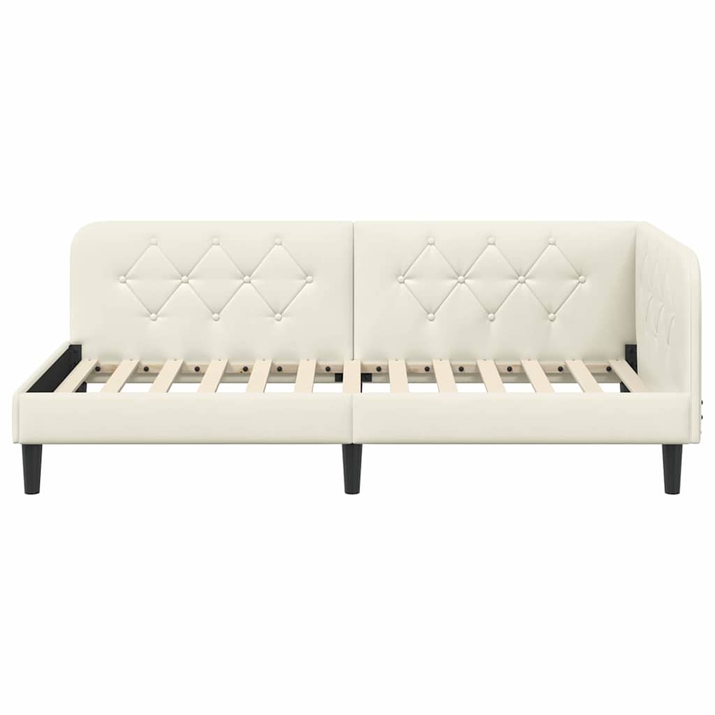 Eckbettgestell Creme 90 x 200 cm Samt