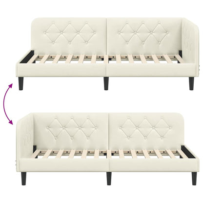 Eckbettgestell Creme 90 x 200 cm Samt