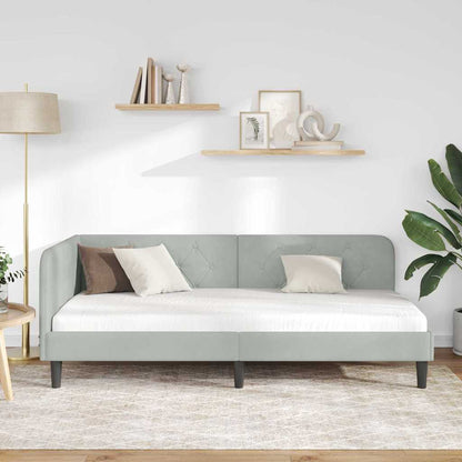vidaXL Eckbettgestell mit Kopfteil Hellgrau 100 x 200 cm Samt
