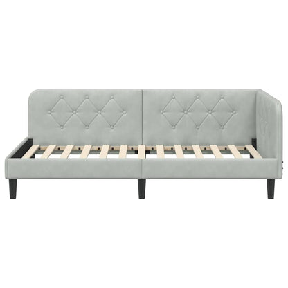 vidaXL Eckbettgestell mit Kopfteil Hellgrau 100 x 200 cm Samt