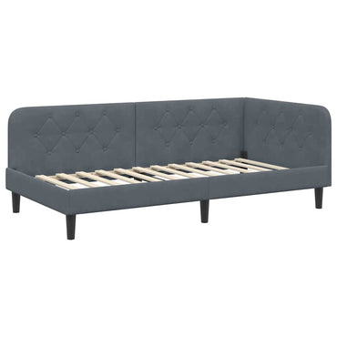 vidaXL Eckbettgestell mit Kopfteil Dunkelgrau 100 x 200 cm Samt