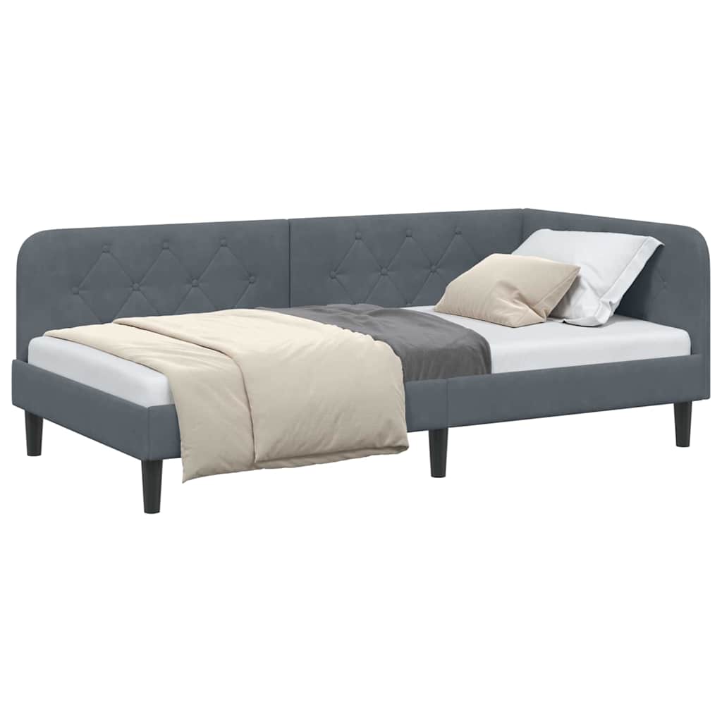 Eckbettgestell Dunkelgrau 100 x 200 cm Samt