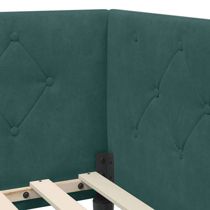 vidaXL Eckbettgestell mit Kopfteil Dunkelgrün 100 x 200 cm Samt