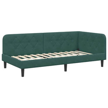 vidaXL Eckbettgestell mit Kopfteil Dunkelgrün 100 x 200 cm Samt