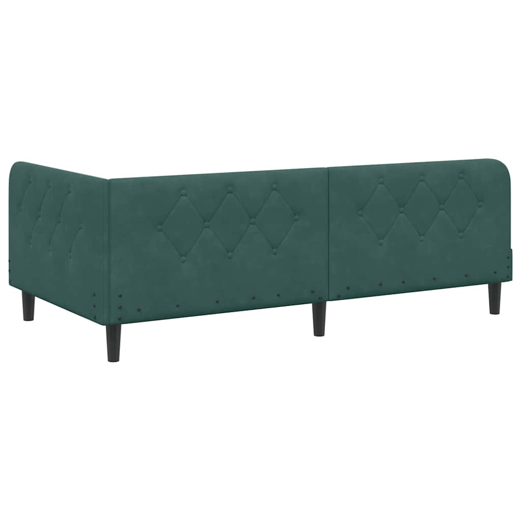 vidaXL Eckbettgestell mit Kopfteil Dunkelgrün 100 x 200 cm Samt
