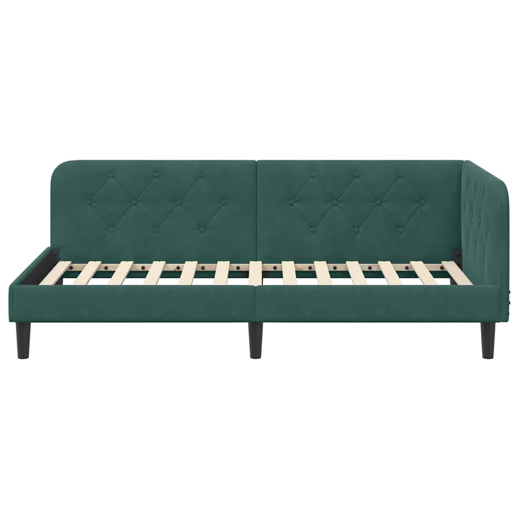vidaXL Eckbettgestell mit Kopfteil Dunkelgrün 100 x 200 cm Samt