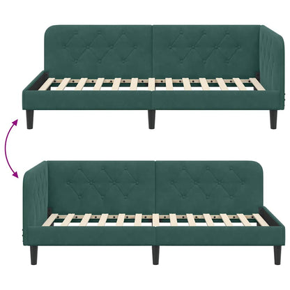 vidaXL Eckbettgestell mit Kopfteil Dunkelgrün 100 x 200 cm Samt