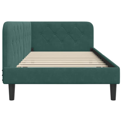 vidaXL Eckbettgestell mit Kopfteil Dunkelgrün 100 x 200 cm Samt