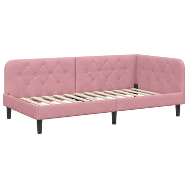 vidaXL Eckbettgestell mit Kopfteil Rosa 100 x 200 cm Samt