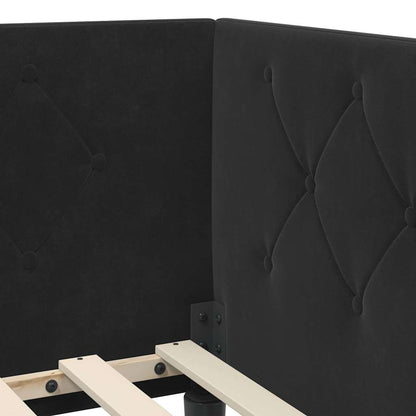 vidaXL Eckbettgestell mit Kopfteil Schwarz 100 x 200 cm Samt