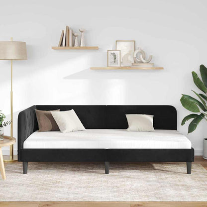 vidaXL Eckbettgestell mit Kopfteil Schwarz 100 x 200 cm Samt