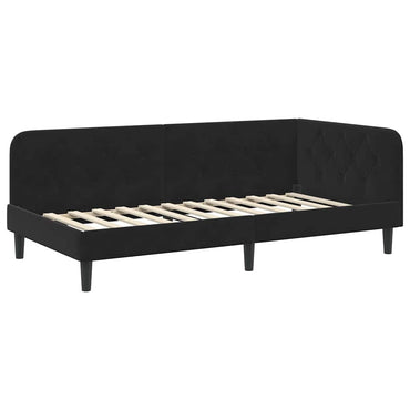 vidaXL Eckbettgestell mit Kopfteil Schwarz 100 x 200 cm Samt