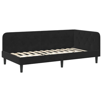 vidaXL Eckbettgestell mit Kopfteil Schwarz 100 x 200 cm Samt
