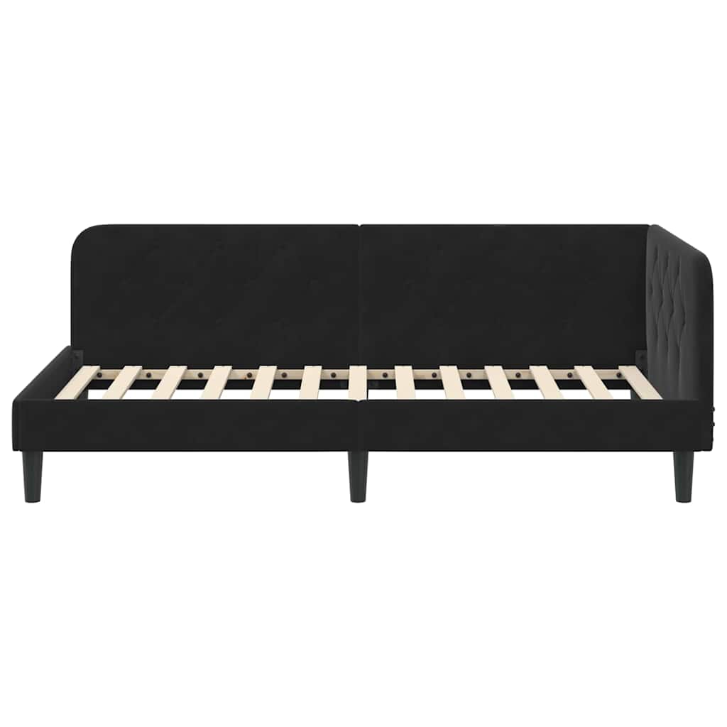 vidaXL Eckbettgestell mit Kopfteil Schwarz 100 x 200 cm Samt