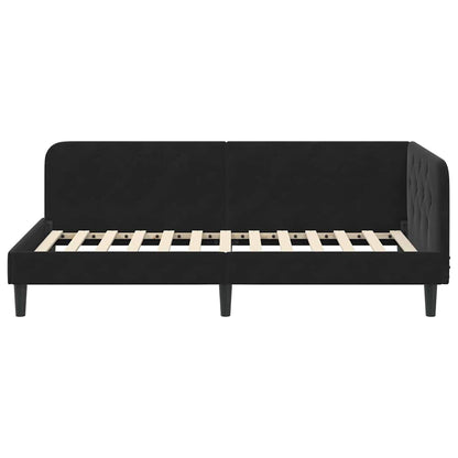 vidaXL Eckbettgestell mit Kopfteil Schwarz 100 x 200 cm Samt