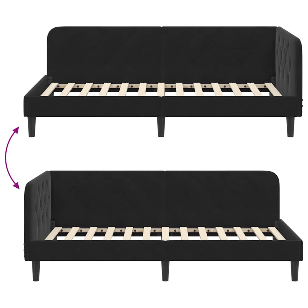 vidaXL Eckbettgestell mit Kopfteil Schwarz 100 x 200 cm Samt
