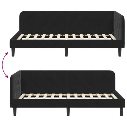 vidaXL Eckbettgestell mit Kopfteil Schwarz 100 x 200 cm Samt