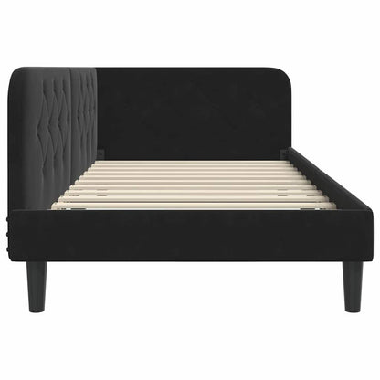 vidaXL Eckbettgestell mit Kopfteil Schwarz 100 x 200 cm Samt