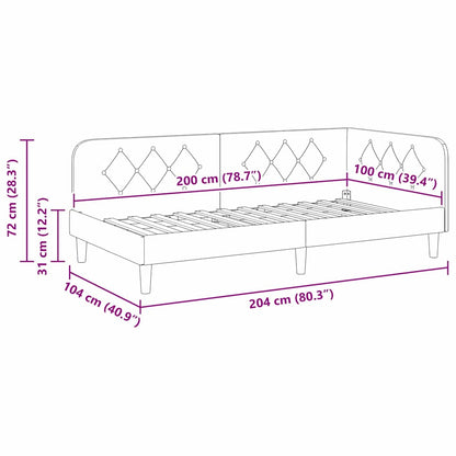vidaXL Eckbettgestell mit Kopfteil Schwarz 100 x 200 cm Samt