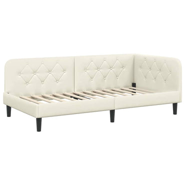 vidaXL Eckbettgestell mit Kopfteil Creme 100 x 200 cm Samt