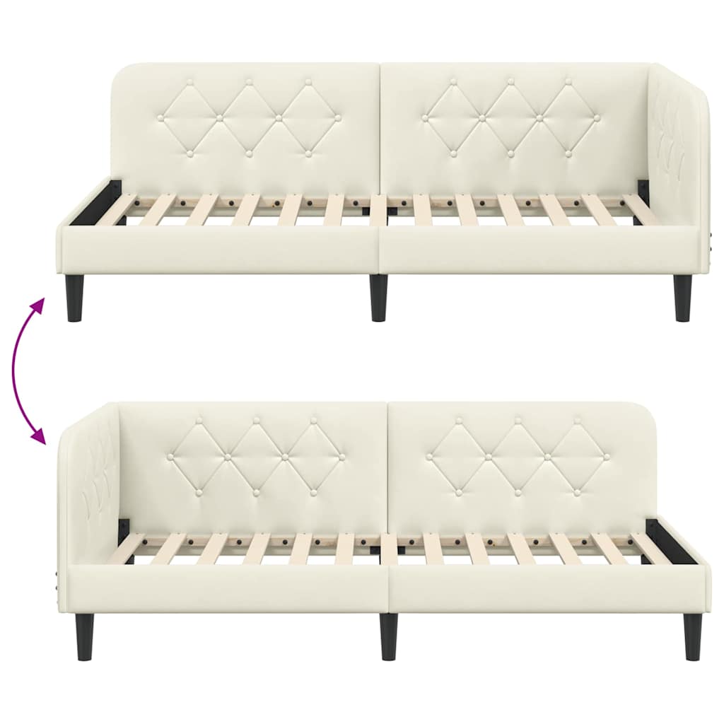 Eckbettgestell Creme 100 x 200 cm Samt