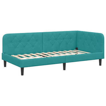 vidaXL Eckbettgestell mit Kopfteil Türkis 100 x 200 cm Samt