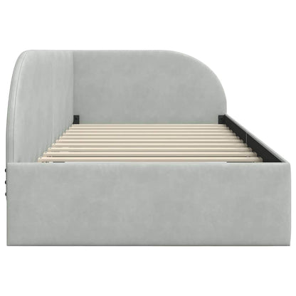 Eckbettgestell mit Kopfteil Hellgrau 80 cm x 200 cm Samt