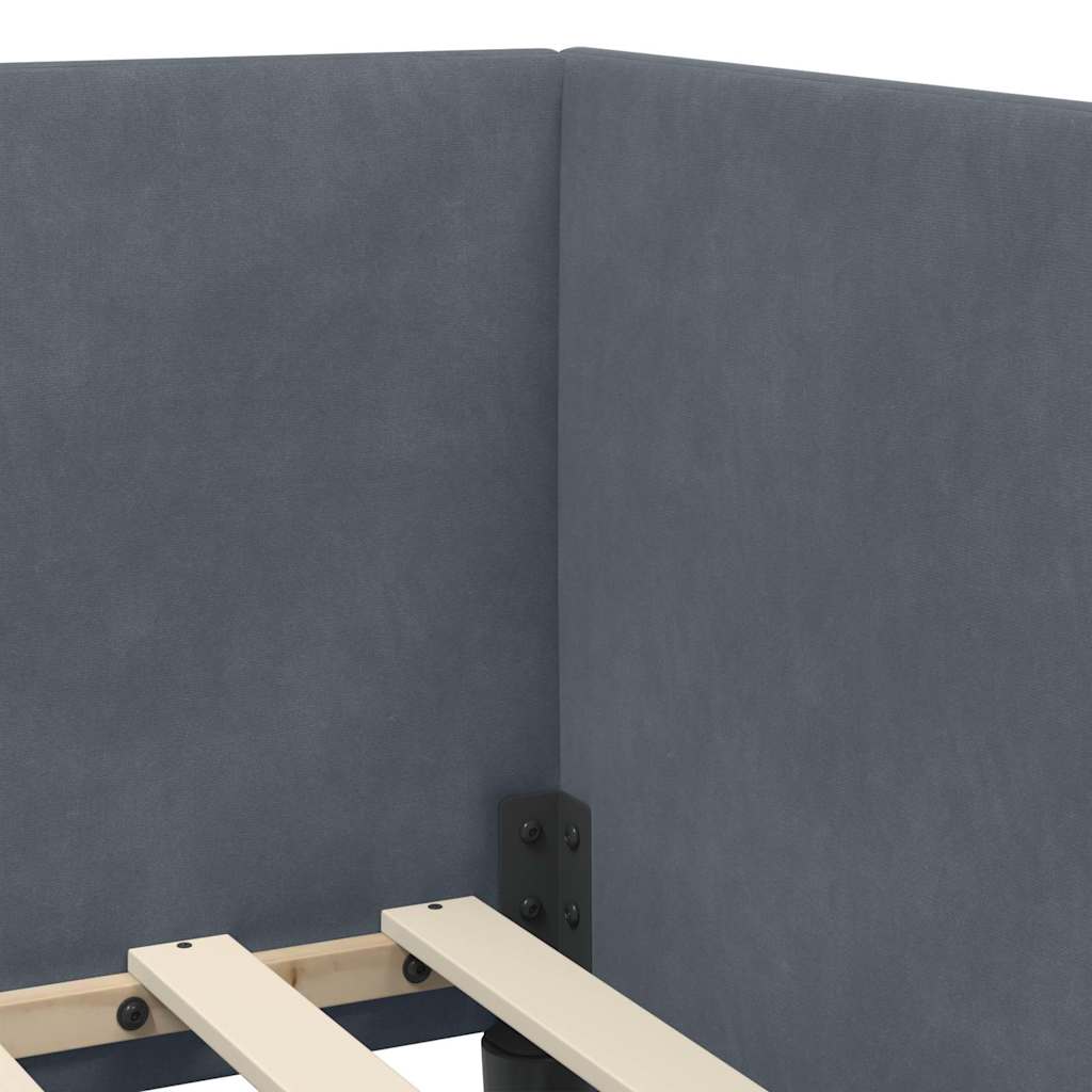 Eckbettgestell mit Kopfteil Dunkelgrau 90 cm x 190 cm Samt