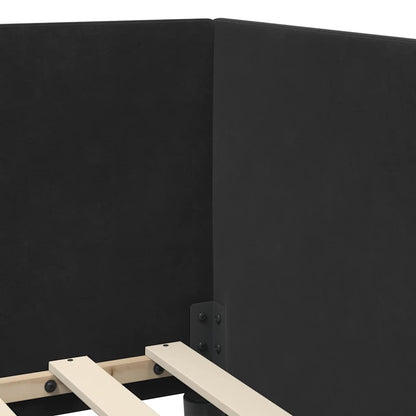 Eckbettgestell mit Kopfteil Schwarz 90 cm x 200 cm Samt