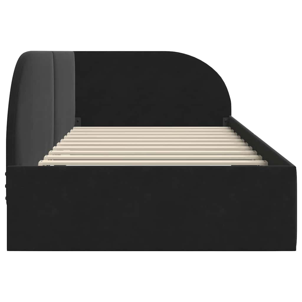 Eckbettgestell mit Kopfteil Schwarz 90 cm x 200 cm Samt