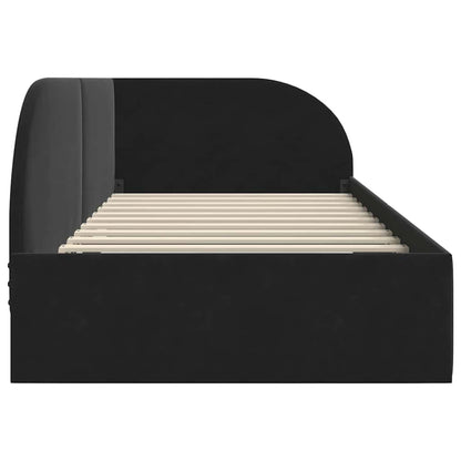 Eckbettgestell mit Kopfteil Schwarz 90 cm x 200 cm Samt