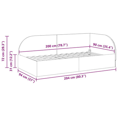 Eckbettgestell mit Kopfteil Türkis 90 cm x 200 cm Samt