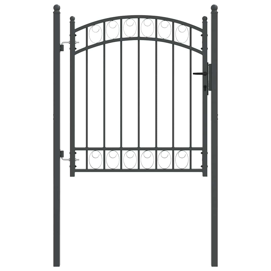 Zauntor mit Schloss Grau 125 x 100 cm Pulverbeschichteter Stahl