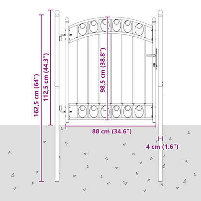 Zauntor mit Schloss Grau 125 x 100 cm Pulverbeschichteter Stahl