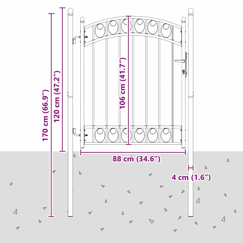 Zauntor mit Schloss Grau 150 x 100 cm Pulverbeschichteter Stahl