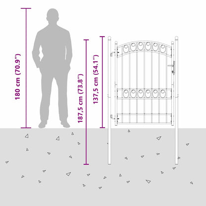 Zauntor mit Schloss Grau 170 x 100 cm Pulverbeschichteter Stahl