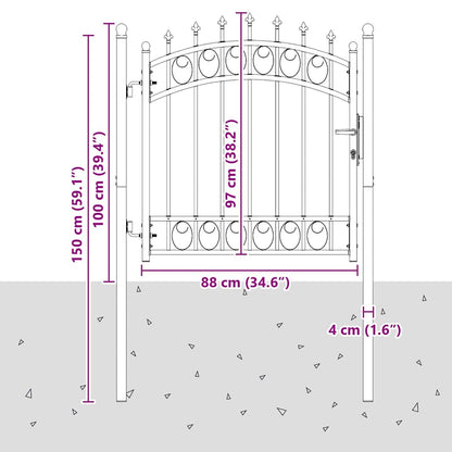 Zauntor mit Spitzen Grau 100 x 100 cm Pulverbeschichteter Stahl