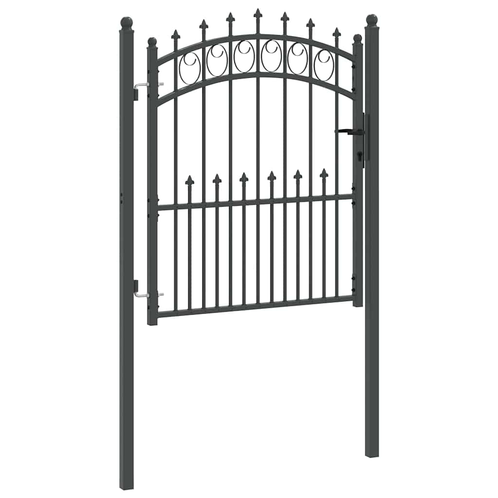 Zauntor mit Spitzen Grau 125 x 100 cm Pulverbeschichteter Stahl