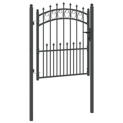 Zauntor mit Spitzen Grau 125 x 100 cm Pulverbeschichteter Stahl