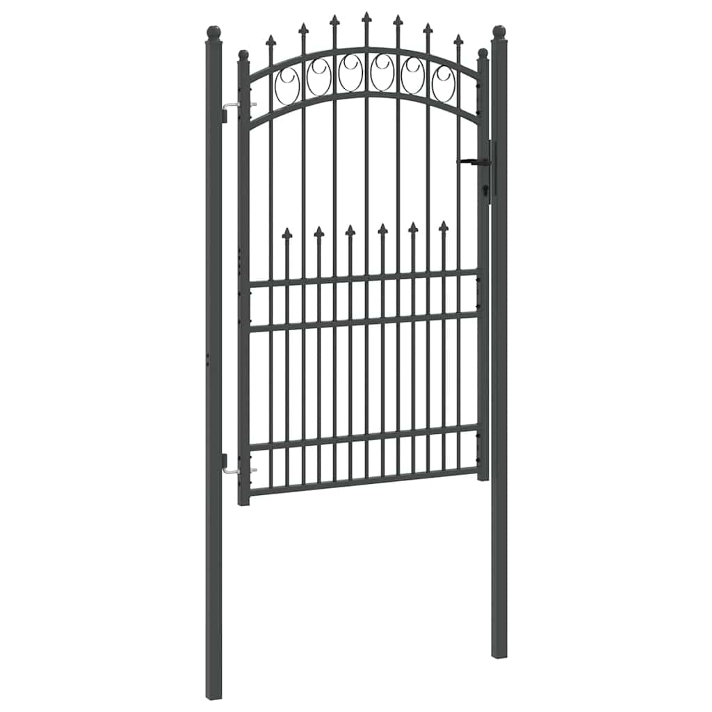 Zauntor mit Spitzen Grau 200 x 100 cm Pulverbeschichteter Stahl