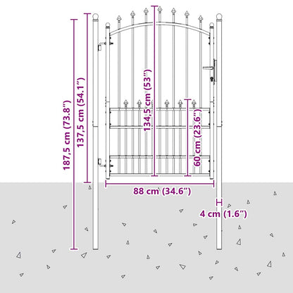 Zauntor mit Spitzen Grau 170 x 100 cm Pulverbeschichteter Stahl
