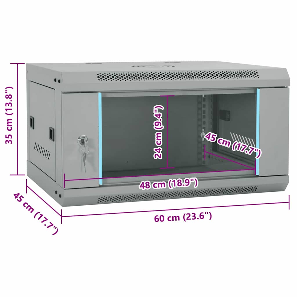Netzwerkschrank mit Speicher Grau 60 x 45 x 35 cm Stahl