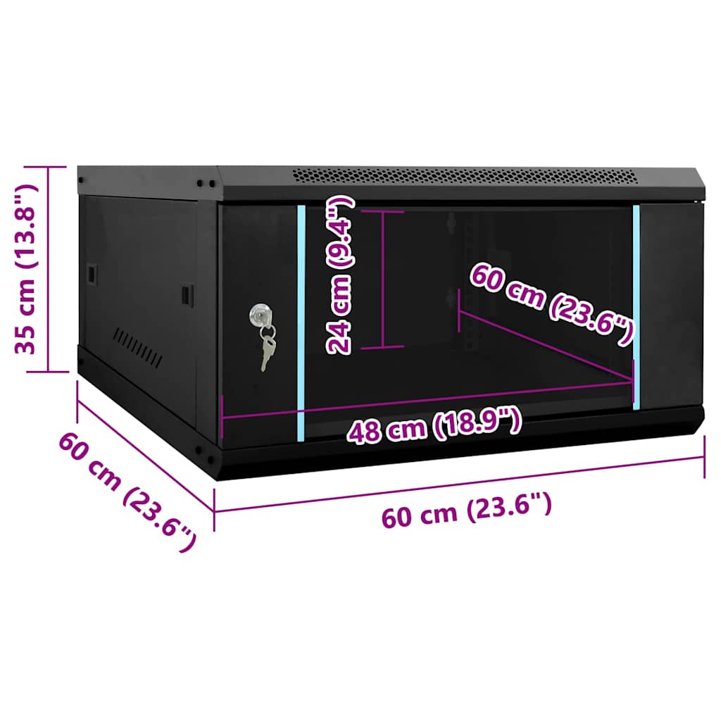 Netzwerkschrank mit Speicher Schwarz 60 x 60 x 35 cm Stahl