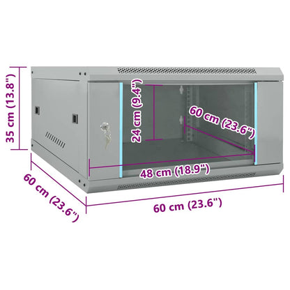 Netzwerkschrank mit Speicher Grau 60 x 60 x 35 cm Stahl