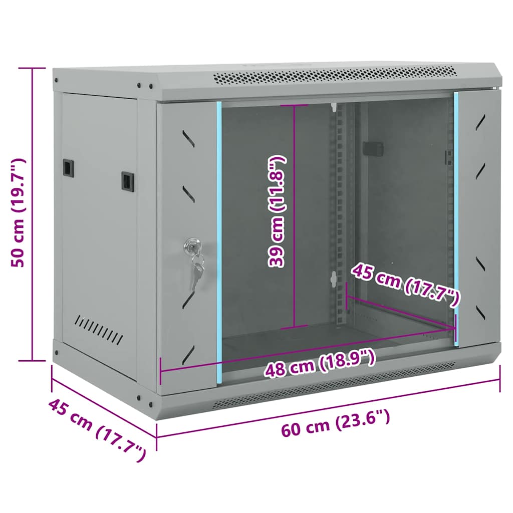 Netzwerkschrank mit Speicher Grau 60 x 45 x 50 cm Stahl