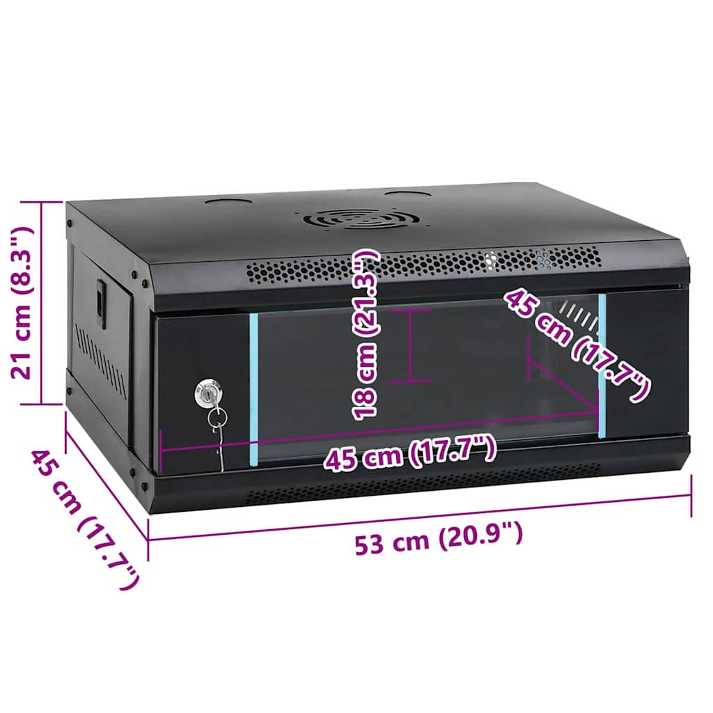 Netzwerkschrank mit Speicher Schwarz 53 x 45 x 21 cm Stahl