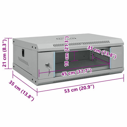 Netzwerkschrank mit Speicher Grau 53 x 35 x 21 cm Stahl