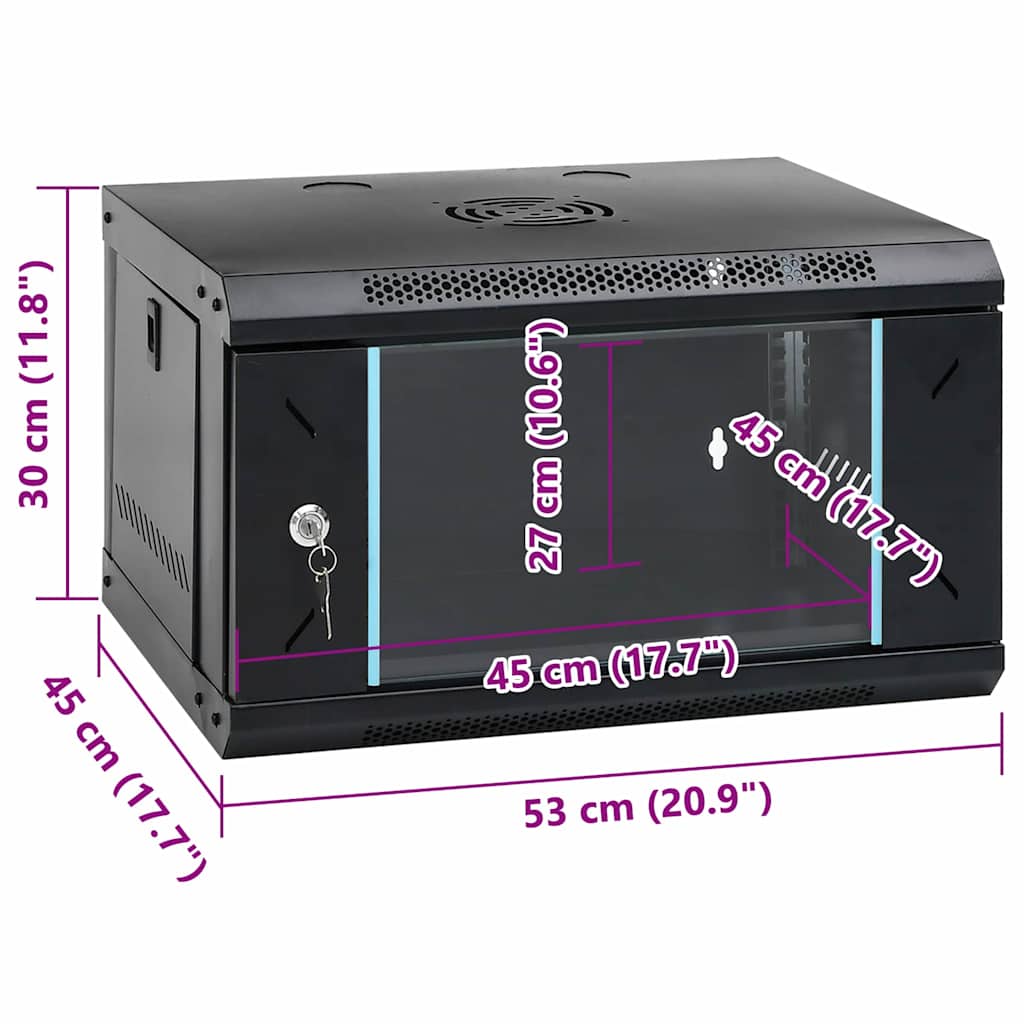 Netzwerkschrank mit Speicher Schwarz 53 x 45 x 30 cm Stahl